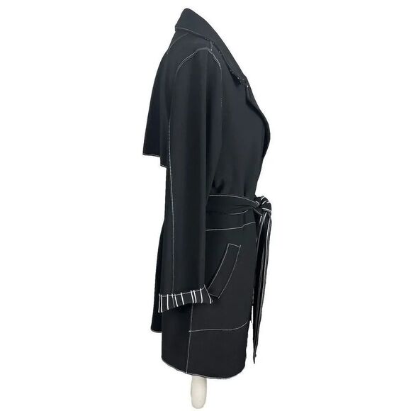 CHICO'S Travelers Contrast Trim Trench Coat Women’s Chico’s Size 0/4-6 - Picture 5 of 9